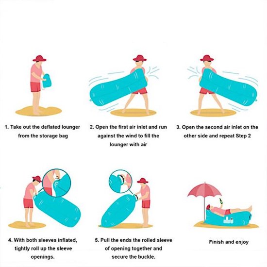 Air Bed Solsäng - Fylls med vinden - Klicka på bilden för att stänga